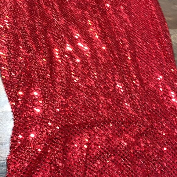 Sexy Retro Vintage 90s Red Sequin Floor Length Formal Gown Halter Neck Leg Slit - Picture 16 of 16